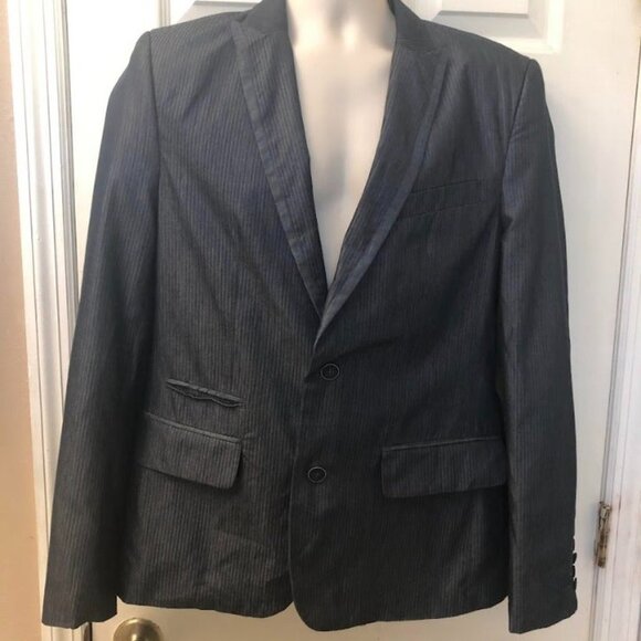 Twenty One Men's Charcoal Gray Large Career Work Single 2 Button Blazer NWT - Picture 4 of 8